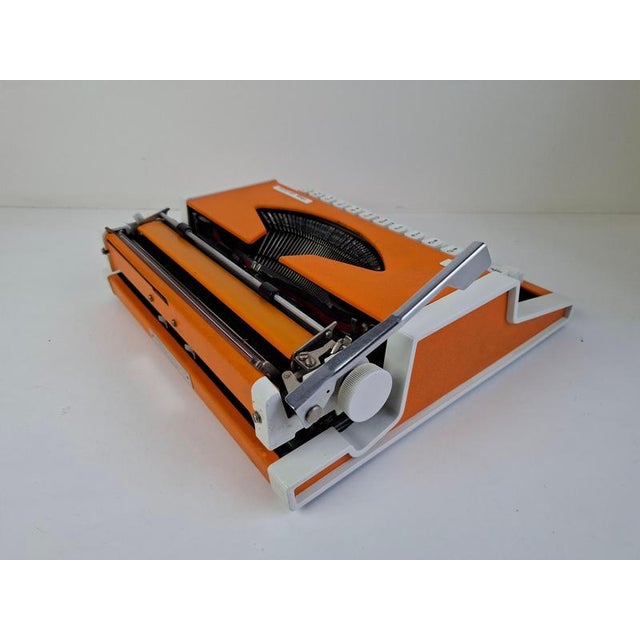 Metal Unis Portable Typewriter in Orange, 1960s For Sale - Image 7 of 18