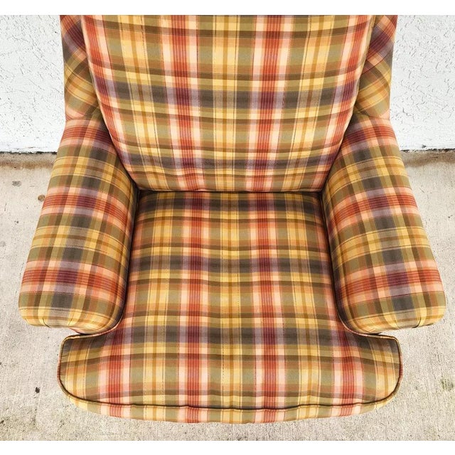 Textile Sherrill English Country Club Chair & Ottoman For Sale - Image 7 of 12