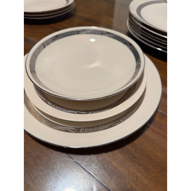 Vintage Bridal Wreath china by Flintridge, made in Pasadena, California. This discontinued floral band and platinum trim...