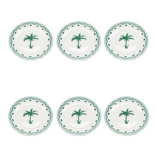 Fern & Co. X Anthropologie "The Palm Collection" Porcelain Dessert Plates - Set of 6 For Sale