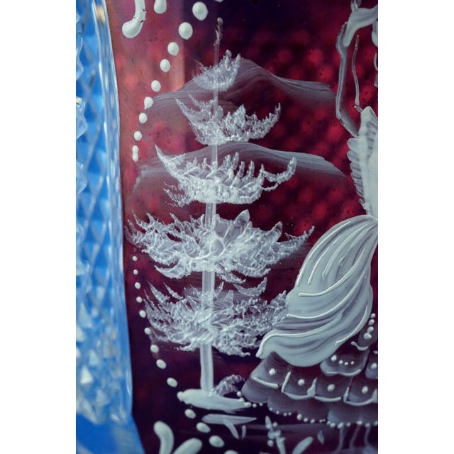 Cut Crystal Goblet Vase with Glass Paste Lady attributed to Val Saint Lambert, Belgium, 19th Century For Sale - Image 15 of 18