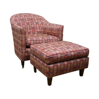 Newerly Upholstered Barrel Back Lounge Chair For Sale