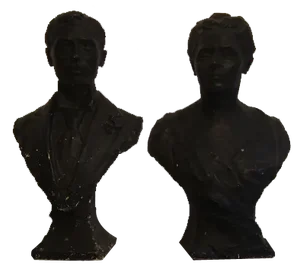 Early 20th Century Madame and Monsieur Plaster Busts, 1890s, Set of 2