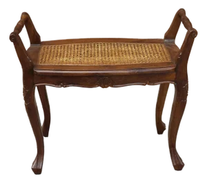 Mid 20th Century Refinished French Provincial Louis XV Style Walnut Bench With a Caned Seat