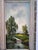A charming vintage landscape oil painting depicting a peaceful countryside scene with a meandering stream, willow tree,...
