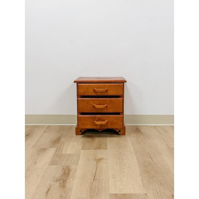Vintage Mini Dresser Tiger Engraved Top Three Drawer Transitional Primitive For Sale - Image 11 of 14