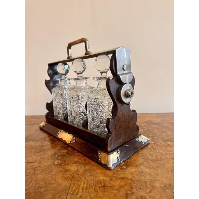 Late 19th Century Antique Oak Bottle Tantalus, 1890, Set of 4 For Sale - Image 5 of 6