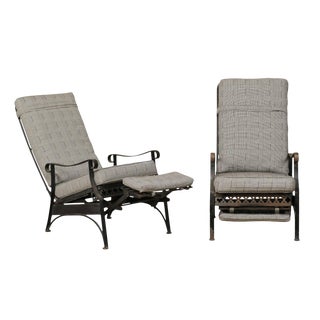 Iron Patio Armchairs With Clover and Dot Motif - a Pair For Sale