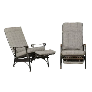 Iron Patio Armchairs With Clover and Dot Motif - a Pair