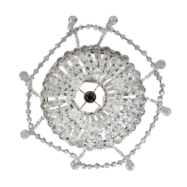 Brass Hollywood Regency Crystal Chandelier For Sale - Image 8 of 9