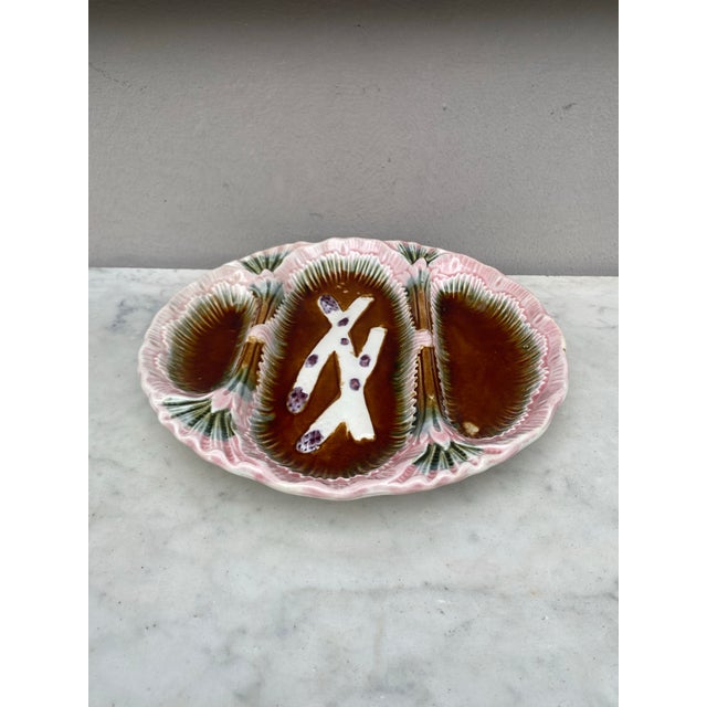 French Country French Majolica Asparagus Plate, Circa 1890 For Sale - Image 3 of 5