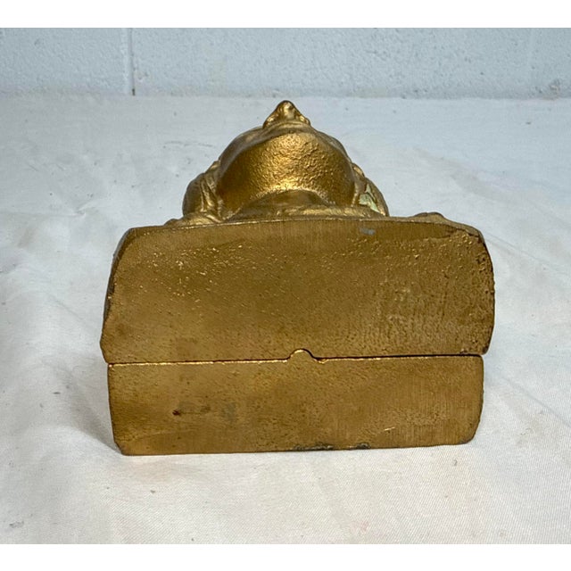 Gold Share Vintage Original Indian Head National Bank Chief Cast Iron Still Coin Bank For Sale - Image 8 of 9