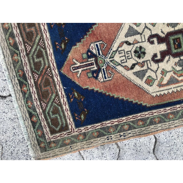 1960s Vintage Handmade Turkish Wool Rug For Sale - Image 4 of 6