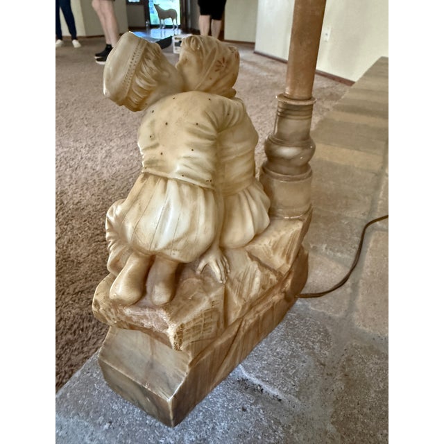 Late 19th Century Hand-Carved and Signed “G. Mascagni” Alabaster Lamp For Sale - Image 4 of 9