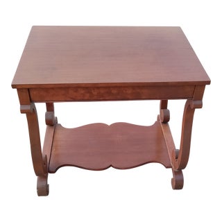 Cadillac 1906 Vintage Mahogany End Table With Curved Legs and Drawer- Piece For Sale