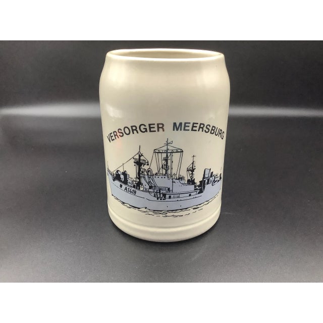 White Vintage German Ceramic Beer Stein For Sale - Image 8 of 13