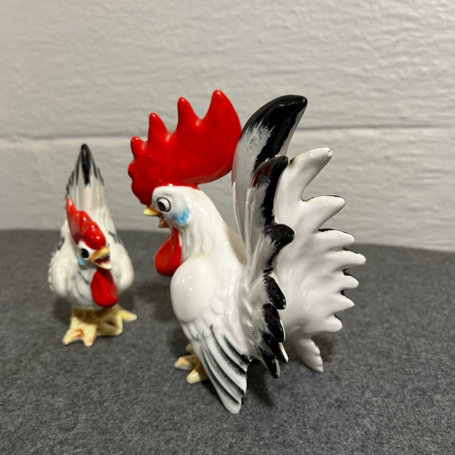 White Late 20th Century Vintage Ucagco Ceramic Roosters - Set of 2 For Sale - Image 8 of 8