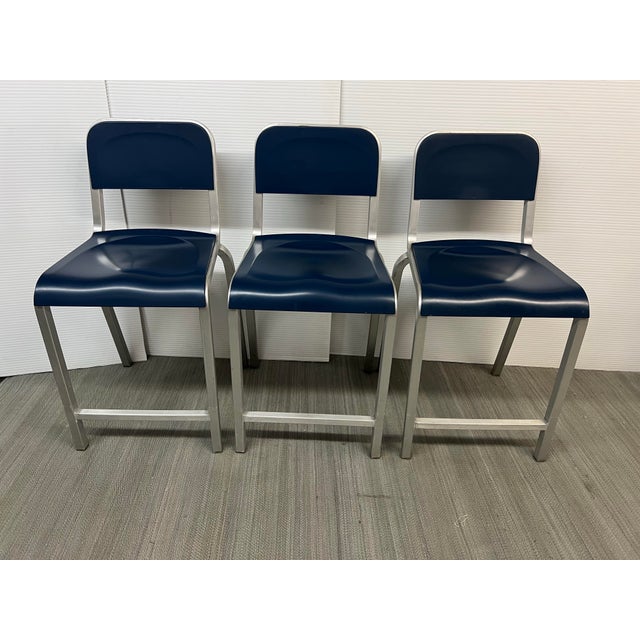 Design Plus Gallery presents a Set of Three 1951 Counter Stools by Emeco for BMW Designworks. The stools were introduced...