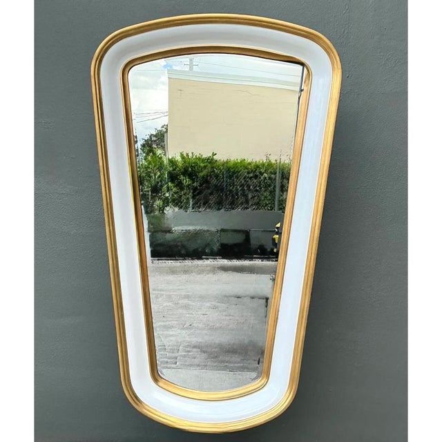 Vintage Gold Tipped White Lacquer Mirrors - Set of Two For Sale - Image 11 of 12