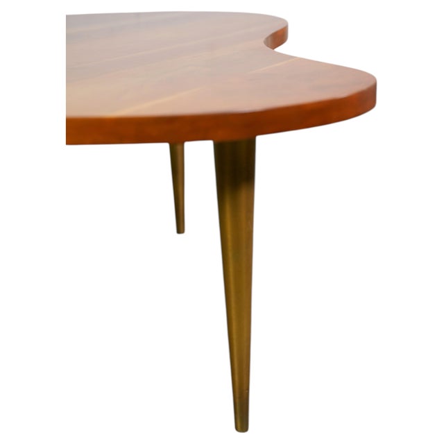 Mid-Century Modern Freeform Walnut Brass Coffee Table, Model 1759 by t.h. Robsjohn-Gibbings, 1950s For Sale - Image 3 of 18