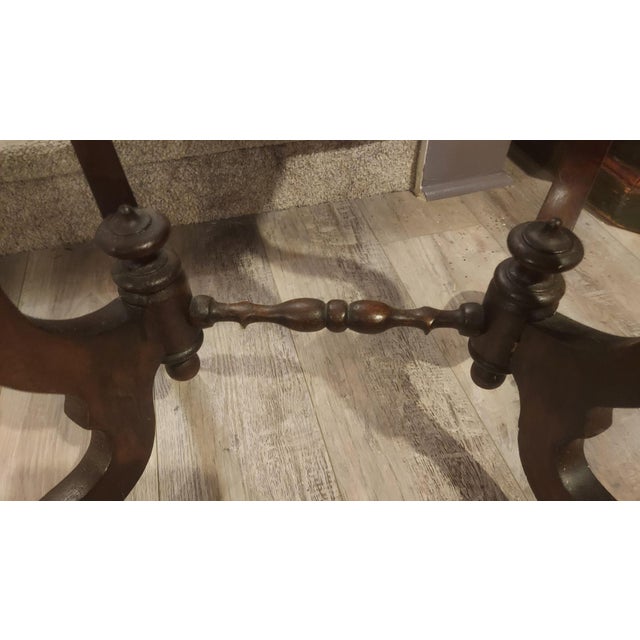 Late 18th Century Antique Victorian Lyre-Base Parlor Side Table — Walnut, 19th Century For Sale - Image 5 of 5