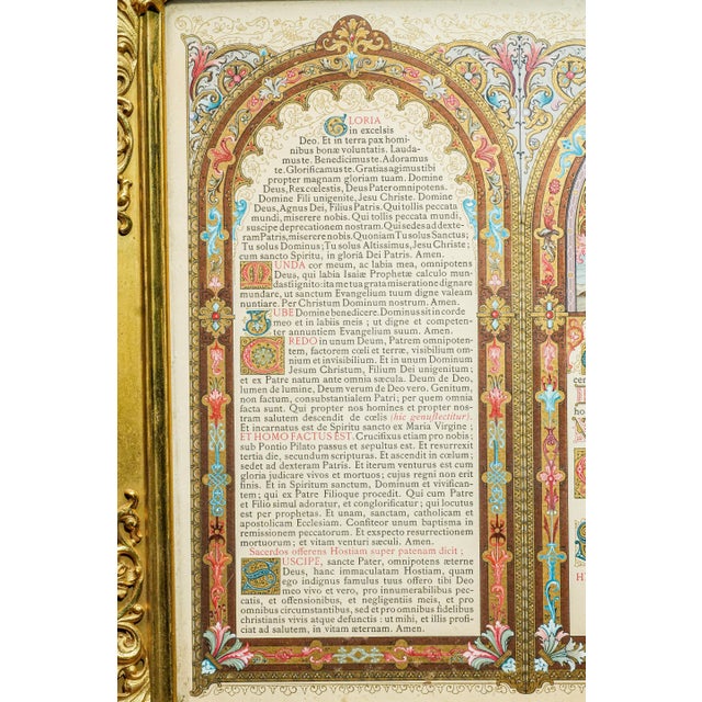 Monumental Antique French Catholic Christianity Tridentine Latin Mass Brass Framed Altar Card For Sale In New York - Image 6 of 16