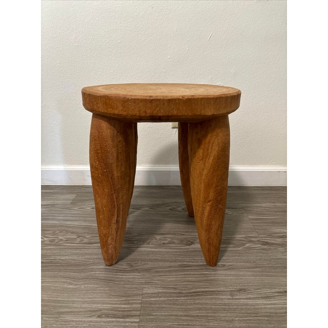 1990s Senofo Wood Side Table Stool Barneys New York Designer Side Table For Sale - Image 4 of 12
