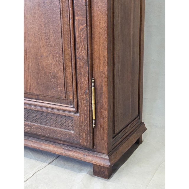 Antique French Provincial Wardrobe With Wire Grills and Interior Blue Curtains For Sale - Image 12 of 14