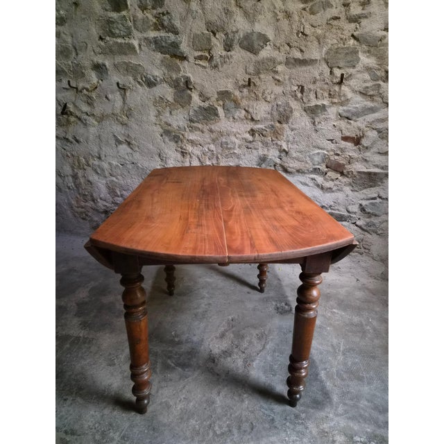 Antique French Drop-Leaf Dining Table in Cherrywood and Walnut, 1870s For Sale - Image 6 of 18