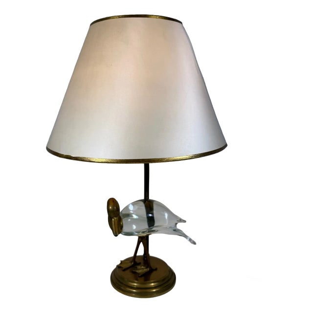 Florence Lamp in Brass with Glass Duck, Italy, 1960s For Sale