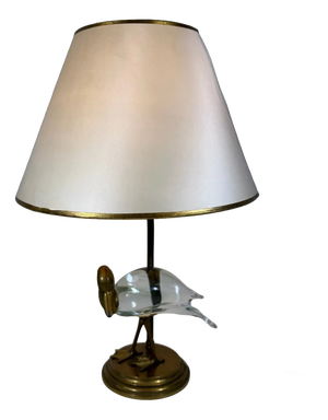 Florence Lamp in Brass with Glass Duck, Italy, 1960s