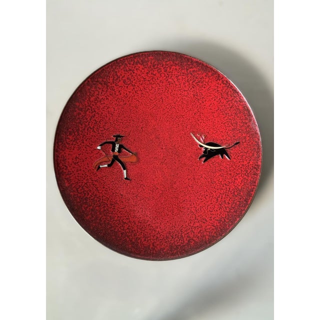Original wall plate by the renowned German metal and enamel artist Albert Gustav Bunge (1893–1967), dating from the 1950s...