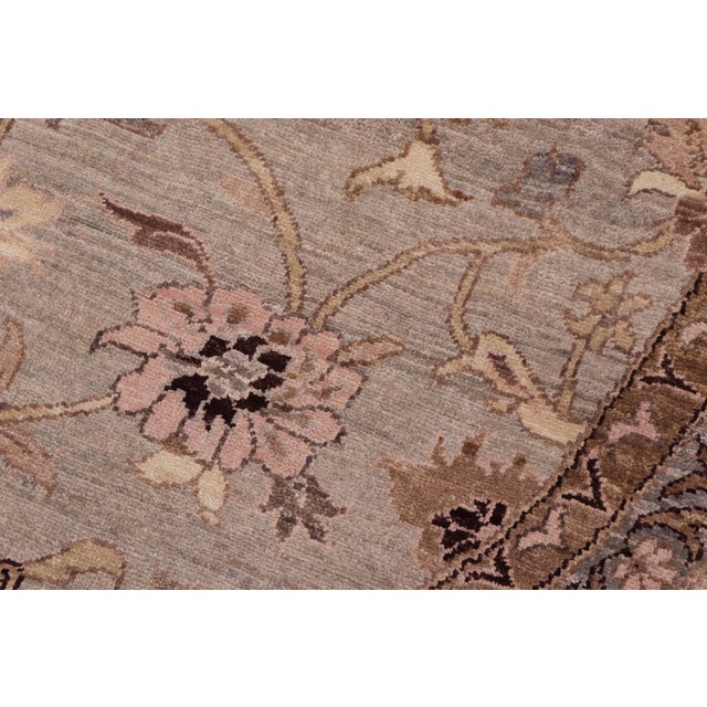 Shabby Chic Ziegler Gray/Tan Wool Round Rug - 10'0'' X 10'0'' For Sale - Image 4 of 10
