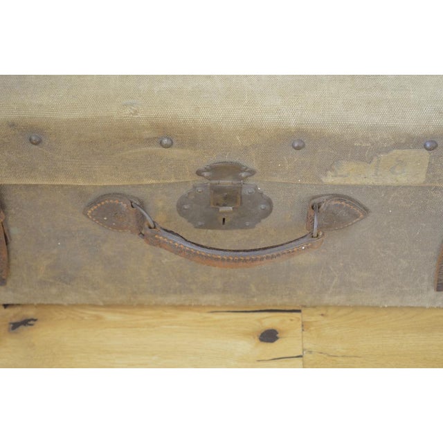 Antique Beige and Tan Linen Case For Sale - Image 4 of 13