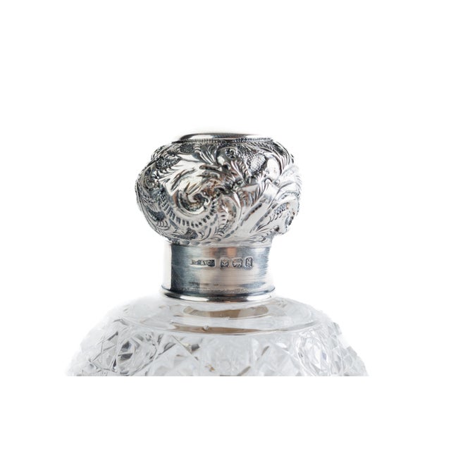 Victorian Sterling Silver-Mounted Cut Crystal Perfume Bottle For Sale - Image 4 of 6