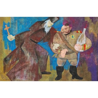 Avant-Garde Oil Painting, Ukrainian Soviet Art, Gorshkova, 1987 50-75 For Sale