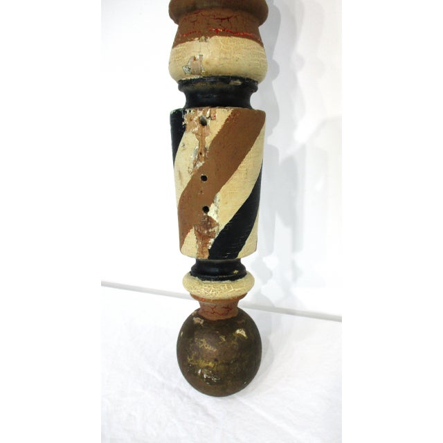 Vintage Folk Art Painted Small Barber Pole For Sale - Image 11 of 13