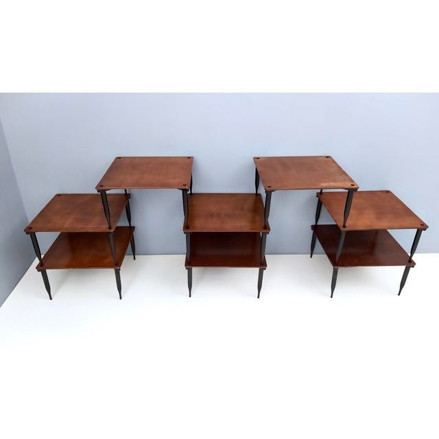 1950s Vintage Square Walnut Coffee Table Model T8 attributed to Vico Magistretti for Azucena, Italy, 1954 For Sale - Image 5 of 18