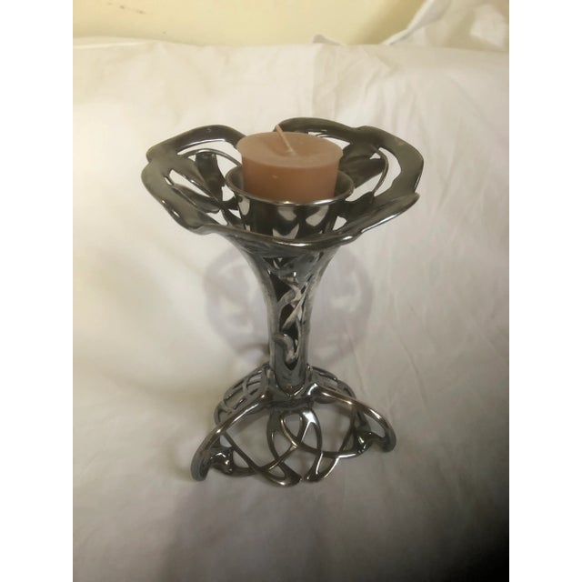 Silver Early 20th Century Art Nouveau Silver Plate Candle or Flower Holder For Sale - Image 8 of 12