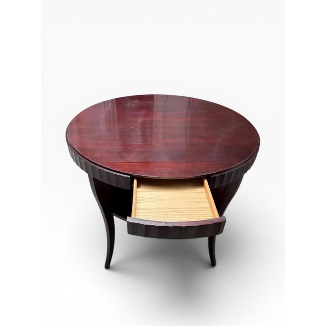 Baker Furniture Company Barbara Barry for Baker Fluted Edge Mahogany Round Entry Table For Sale - Image 4 of 13