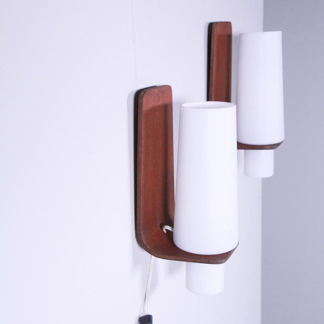 Wood and Glass Wall Lights, Set of 2 For Sale - Image 10 of 11