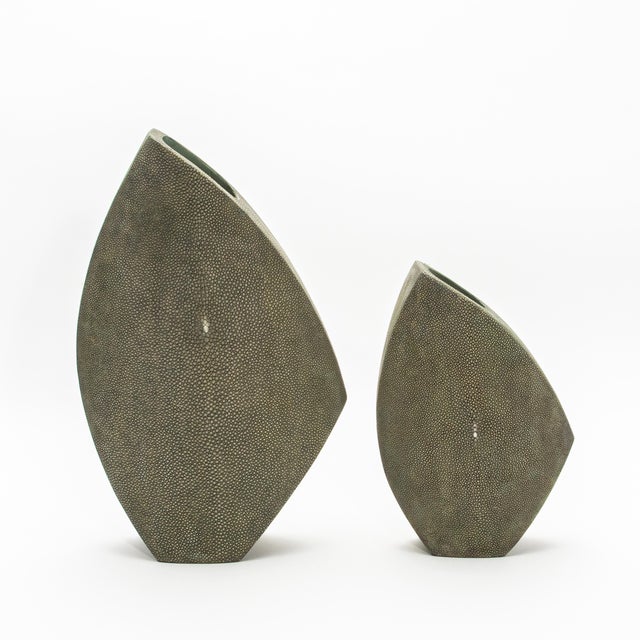 Shagreen Vase With Brass Details by R&y Augousti For Sale - Image 10 of 11