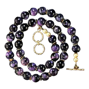 Purple Charoite Necklace With Goldy Accents