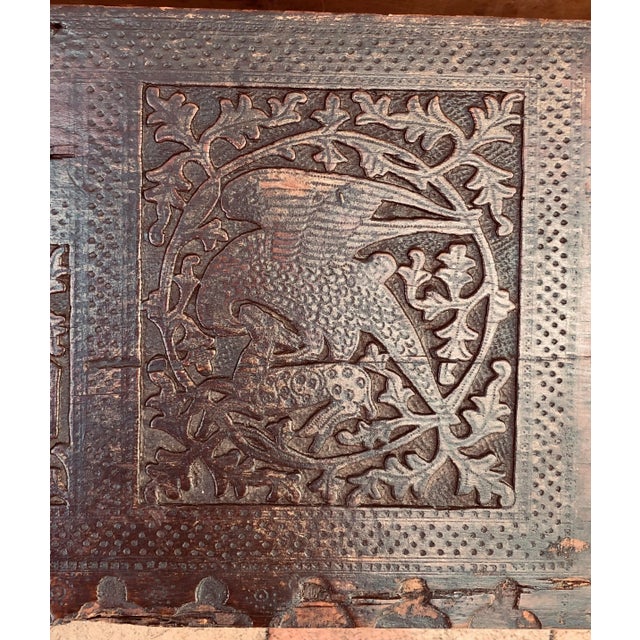 19th C. Small Carved Wooden Coffer For Sale - Image 4 of 13