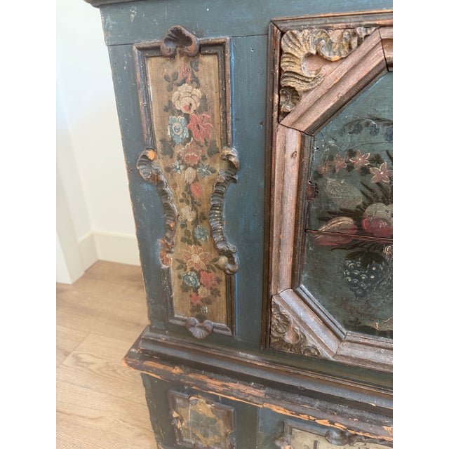 European Large Antique Painted Dowry ,Trunk ,From 1794, Made From Two Pieces , Open Top For Sale - Image 4 of 12
