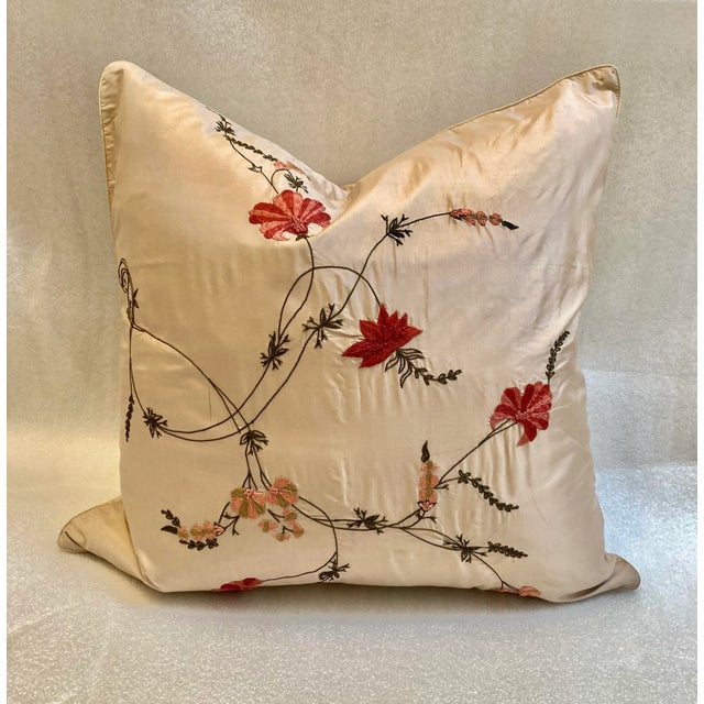 Add a touch of elegance to any room with this beautiful hand embroidered decorative pillow cover. The multicolor floral...