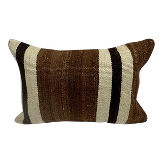 Turkish Hemp Pillow Cushion Natural Beige Brown Pillow Cushion Cover 16" x 24" For Sale