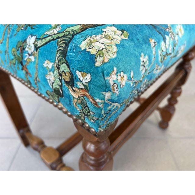 Blue Dining Chairs in Louis XIII Style, Original Upholstery – Set of 6 For Sale - Image 8 of 12