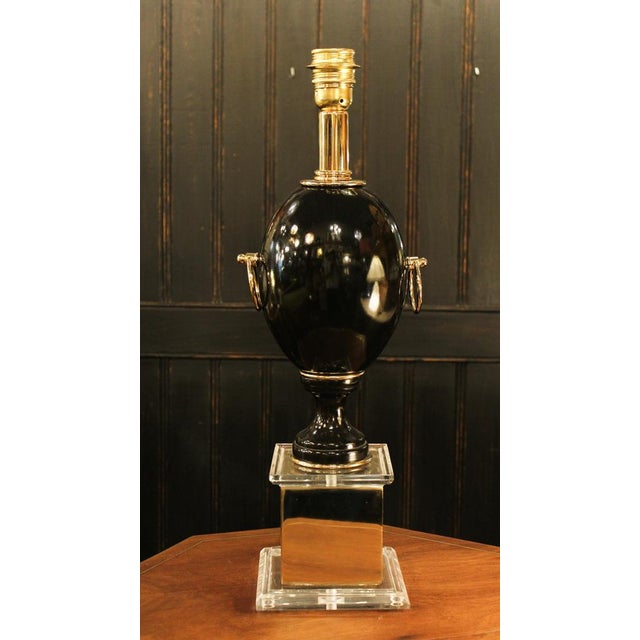 Vintage Hollywood Regency Style Black Table Lamp, 1940s For Sale - Image 6 of 8