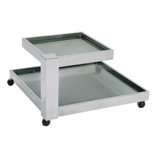 Serving Bar Cart in Chrome and Smoked Glass, 1970s For Sale